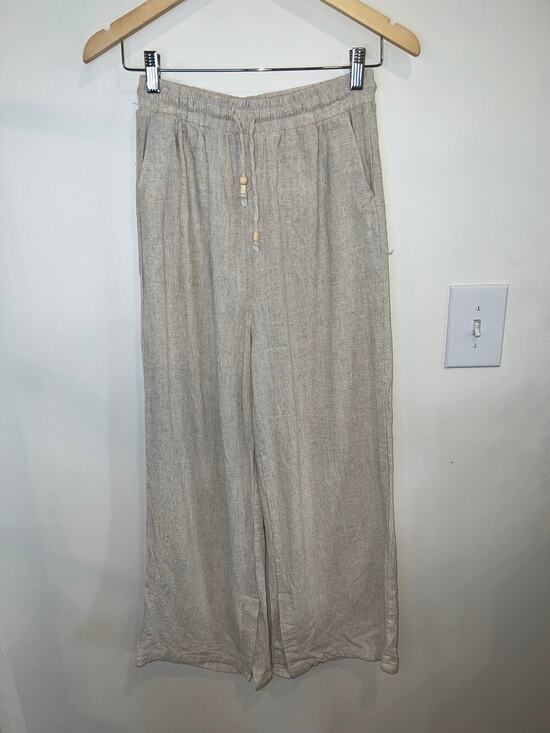 New in Pants - New In Beige Linen Blend Wide Leg Pants Size Large Boho Coastal